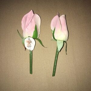 Pink Rose Boutonniere Set